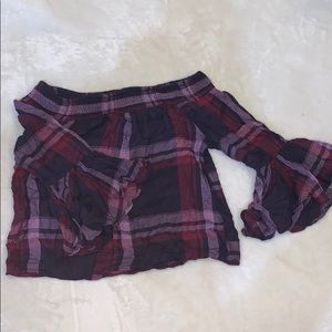 purple off the shoulder top